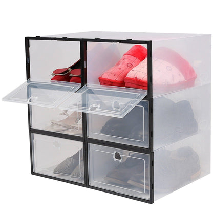 Stackable Shoe Storage Bin Transparent Dustproof __stock:100 Closet & Storage refund_fee:1200