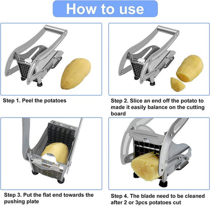 Stainless Steel 2-Blade French Fry Potato Cutter with No-Slip Suction Base __stock:400 Kitchen & Dining refund_fee:1200