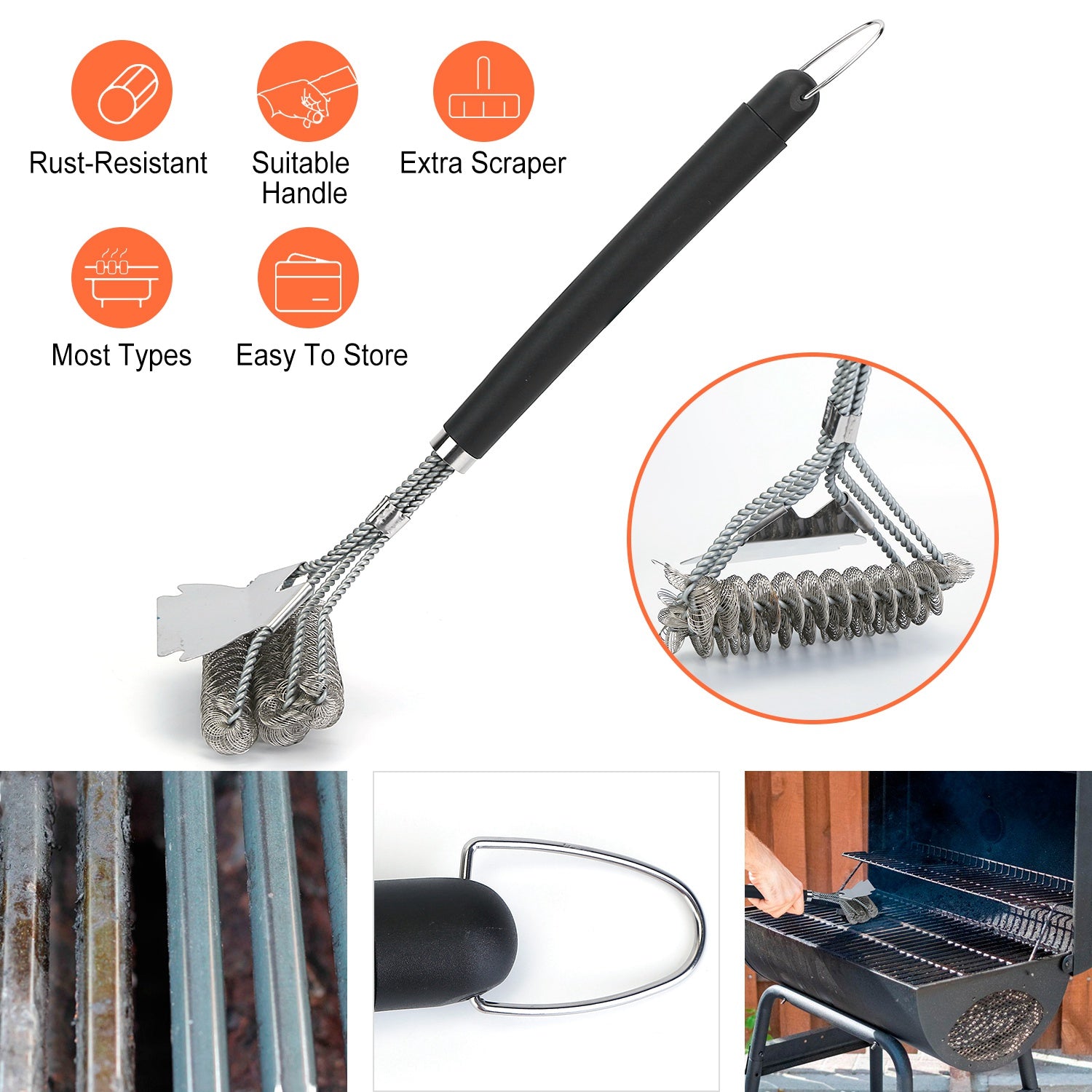 Stainless Steel BBQ Grill Cleaning Brush Stainless Steel __stock:100 Kitchen & Dining refund_fee:1200