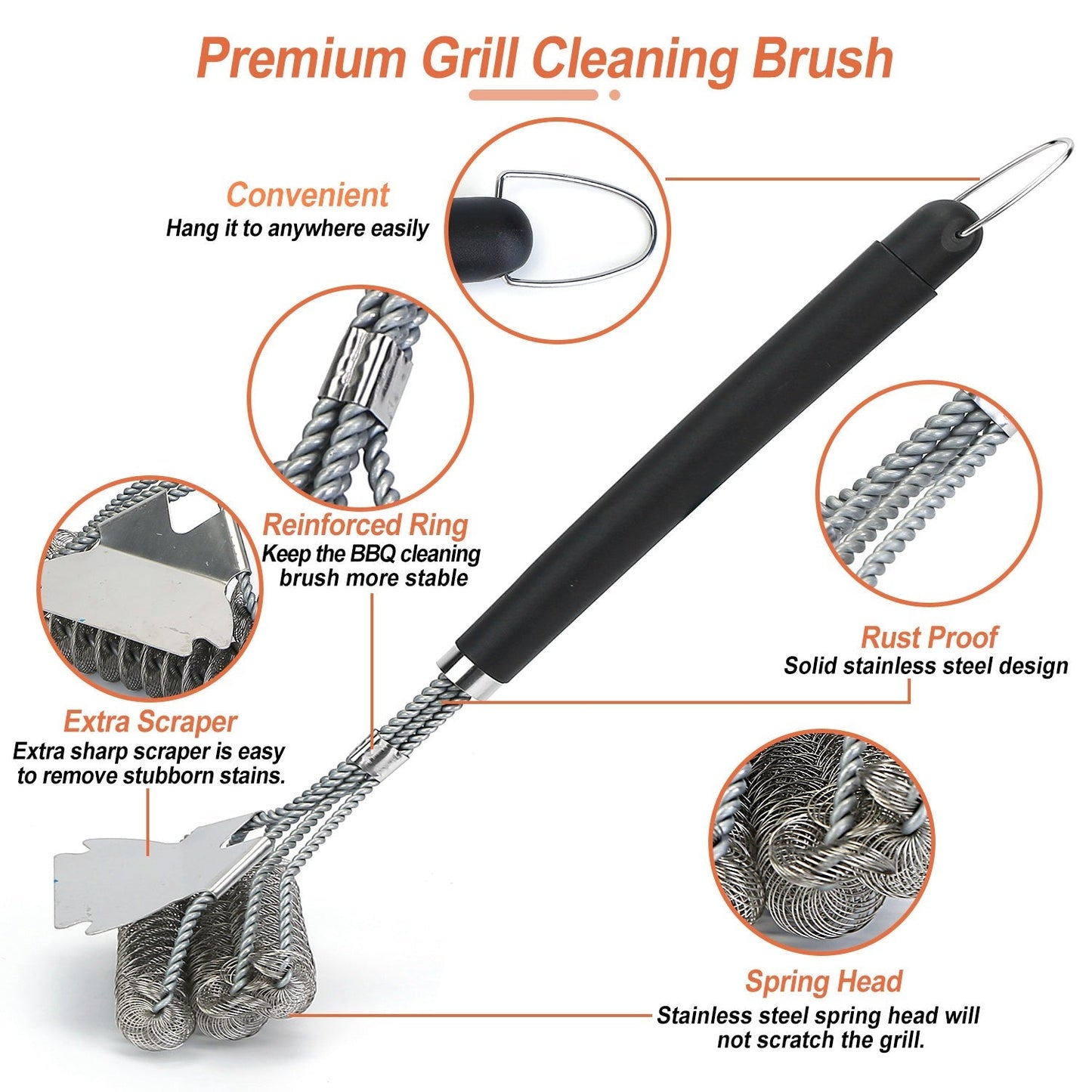 Stainless Steel BBQ Grill Cleaning Brush Stainless Steel __stock:100 Kitchen & Dining refund_fee:1200