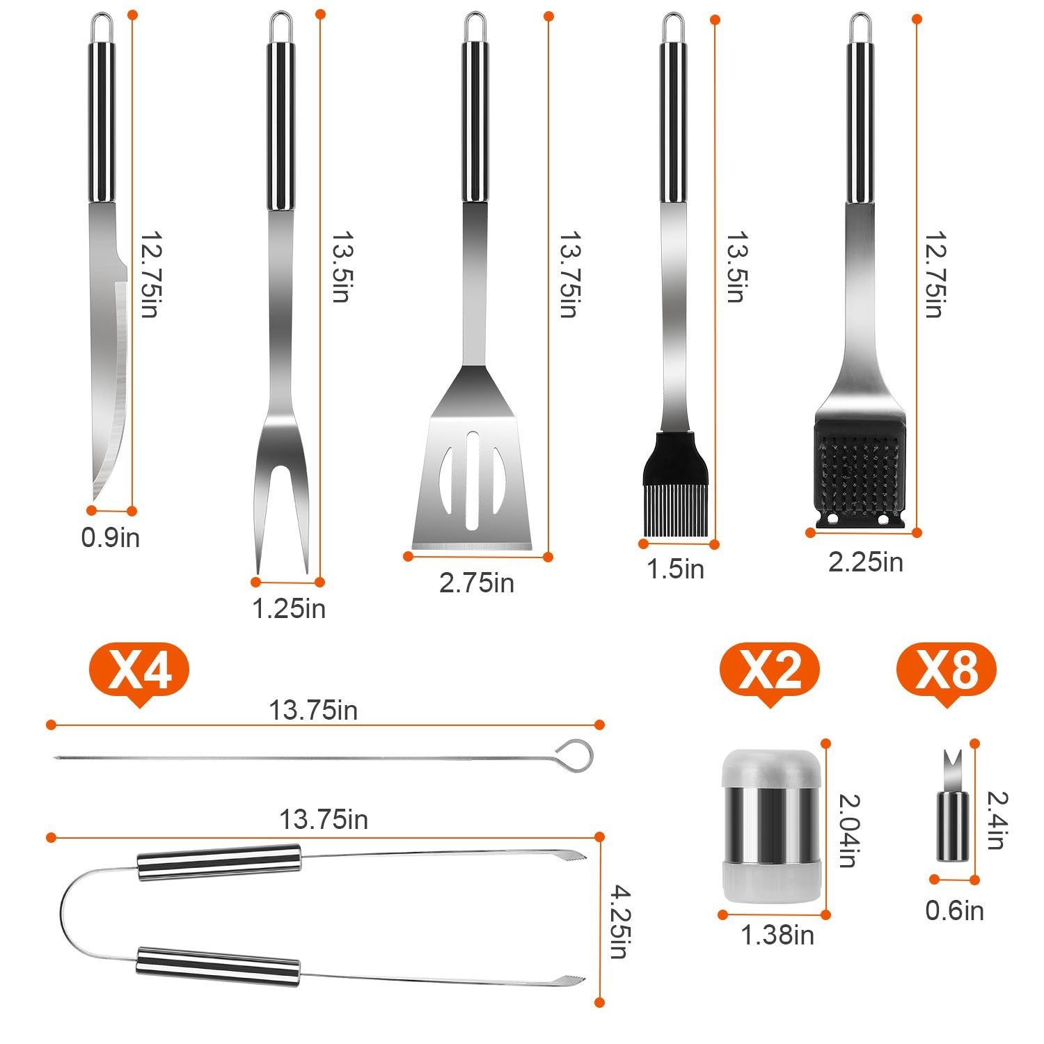 Stainless Steel BBQ Grill Tool Kit Kitchen & Dining Low stock refund_fee:1800