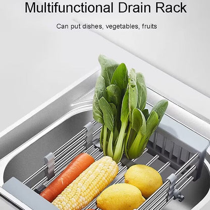 Stainless Steel Frame Drain Basket Telescopic Sink Frame __stock:200 Kitchen & Dining refund_fee:1200