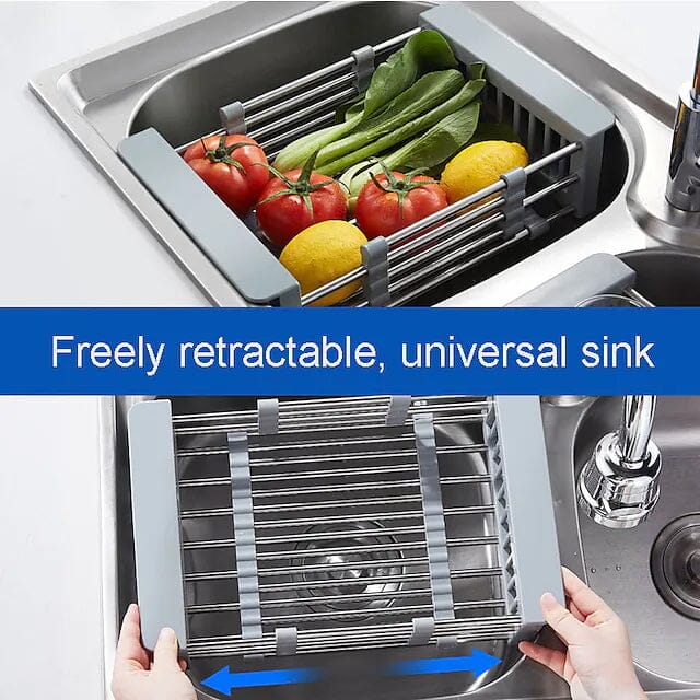 Stainless Steel Frame Drain Basket Telescopic Sink Frame __stock:200 Kitchen & Dining refund_fee:1200