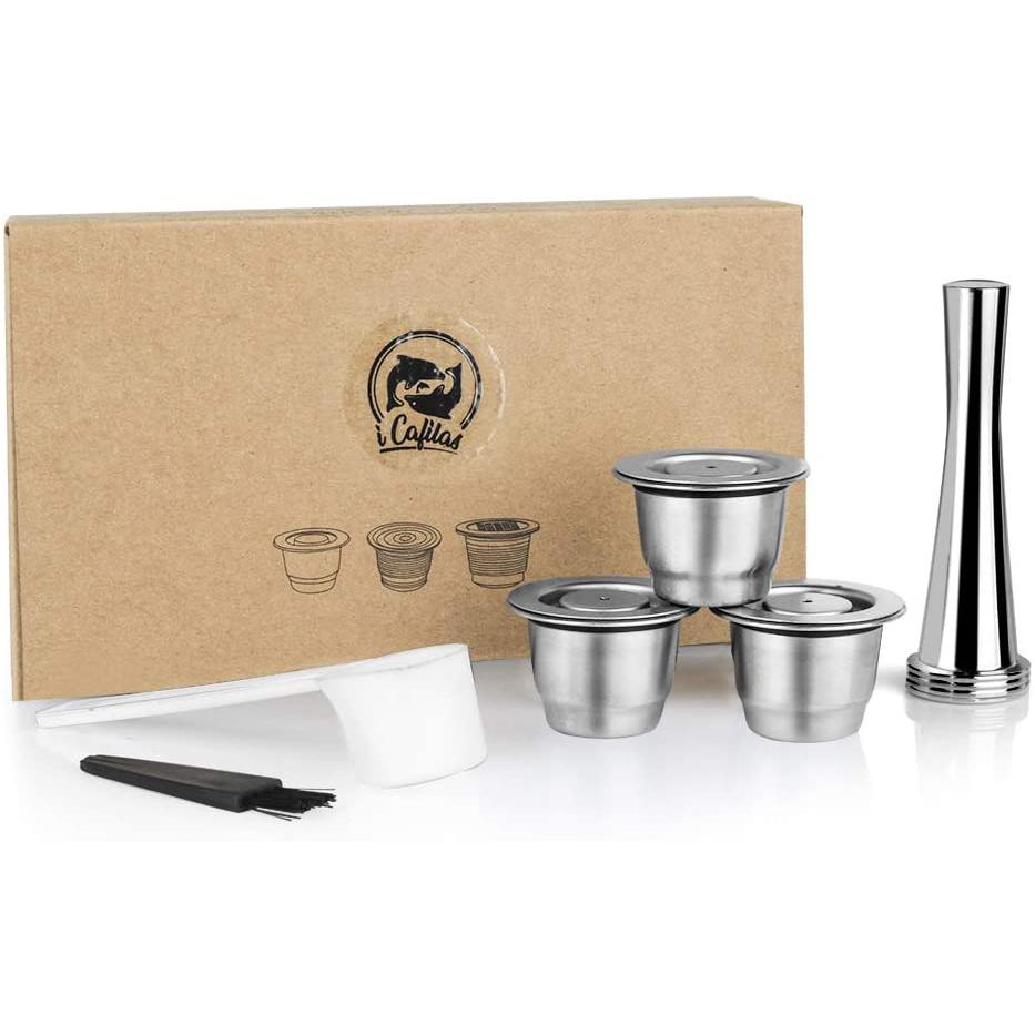 Stainless Steel Refillable Coffee Espresso Capsules 3 Capsules+1 Tamper __stock:500 Kitchen & Dining refund_fee:800