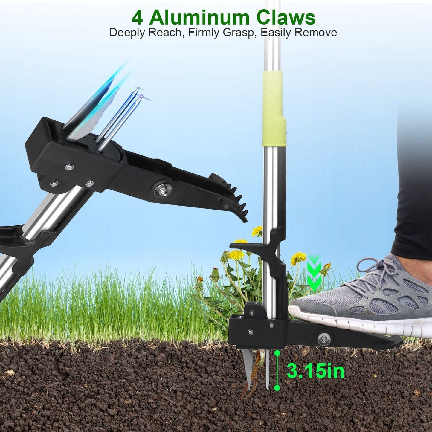 Standup Aluminum Weed Puller with 4 Claws __stock:50 Garden & Patio refund_fee:1800