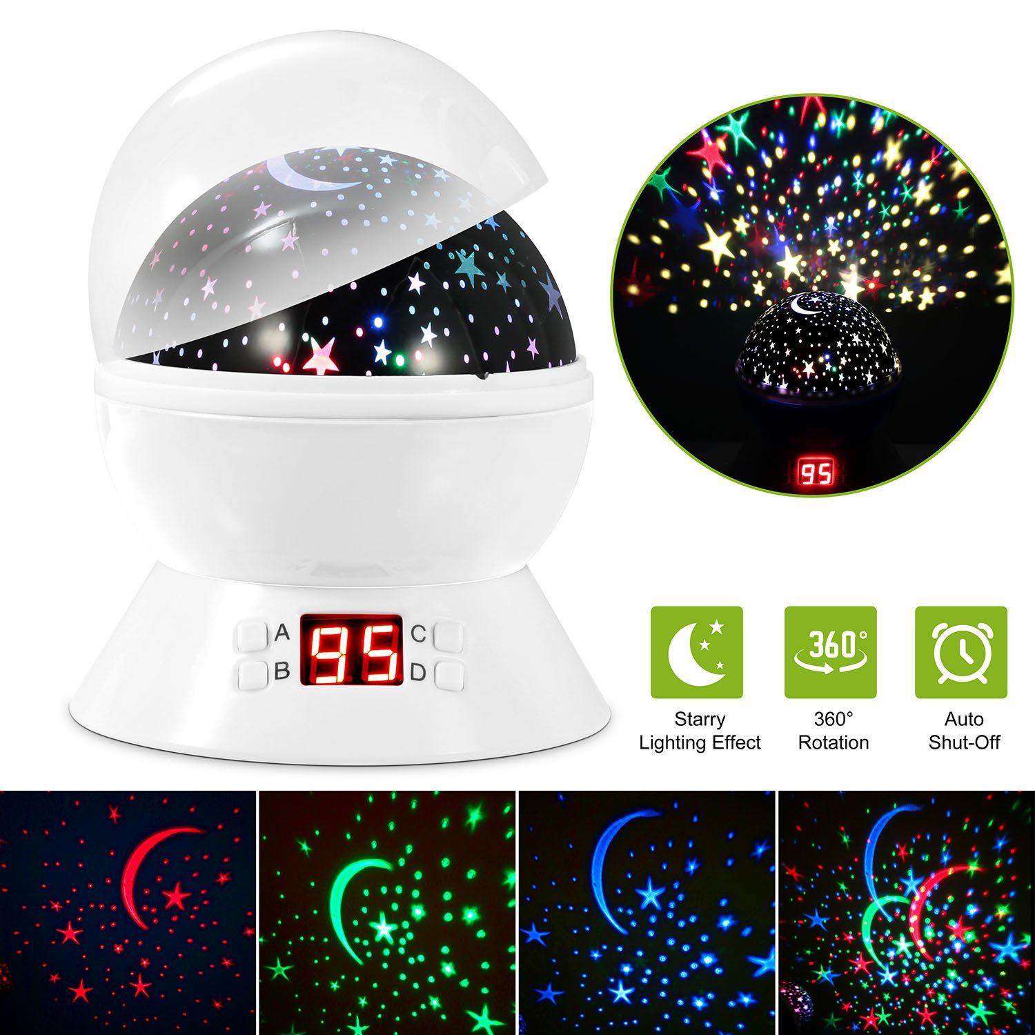 Star Moon LED Projector Lamp Kids Night Light __stock:100 Indoor Lighting refund_fee:1200 Warranty