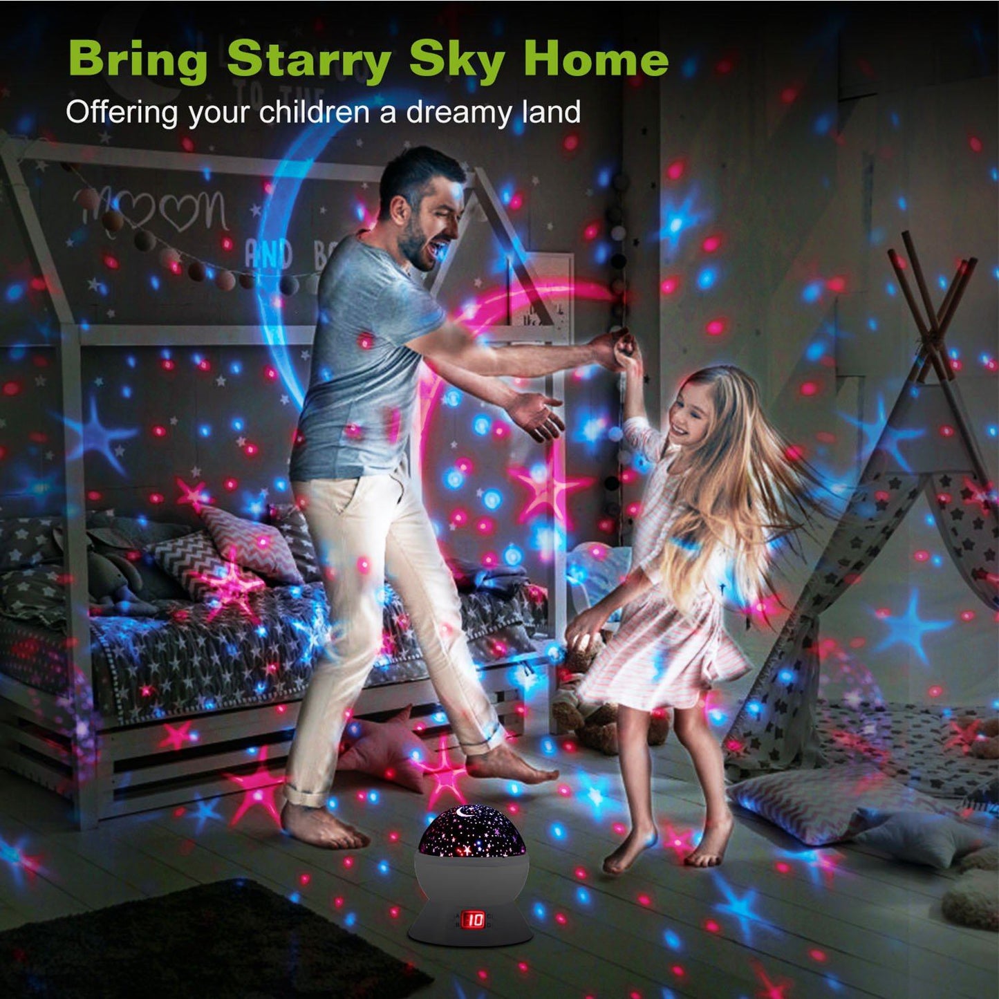 Star Moon LED Projector Lamp Kids Night Light __stock:100 Indoor Lighting refund_fee:1200 Warranty