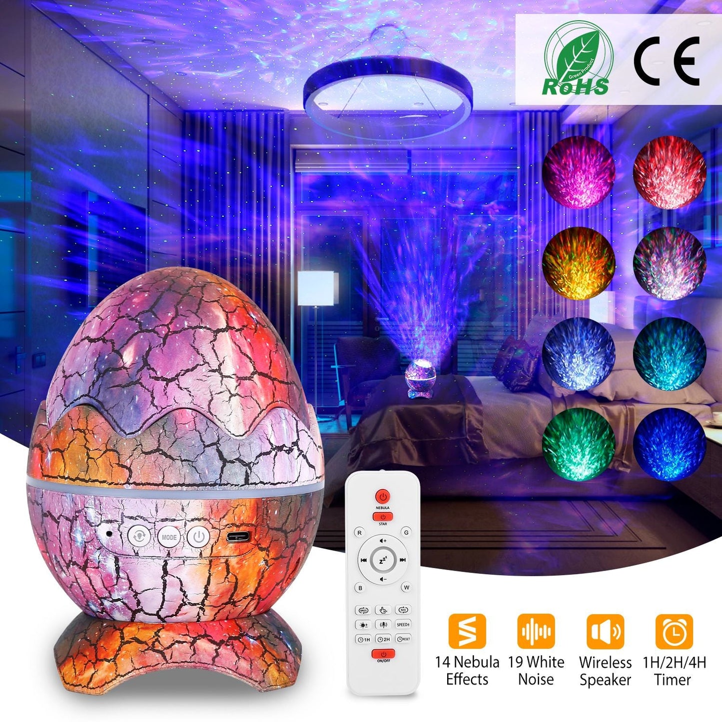 Star Project Lamp Galaxy Light Dinosaur Egg with Wireless Speaker and Remote Control __stock:50 Indoor Lighting Low stock refund_fee:1800 Warranty