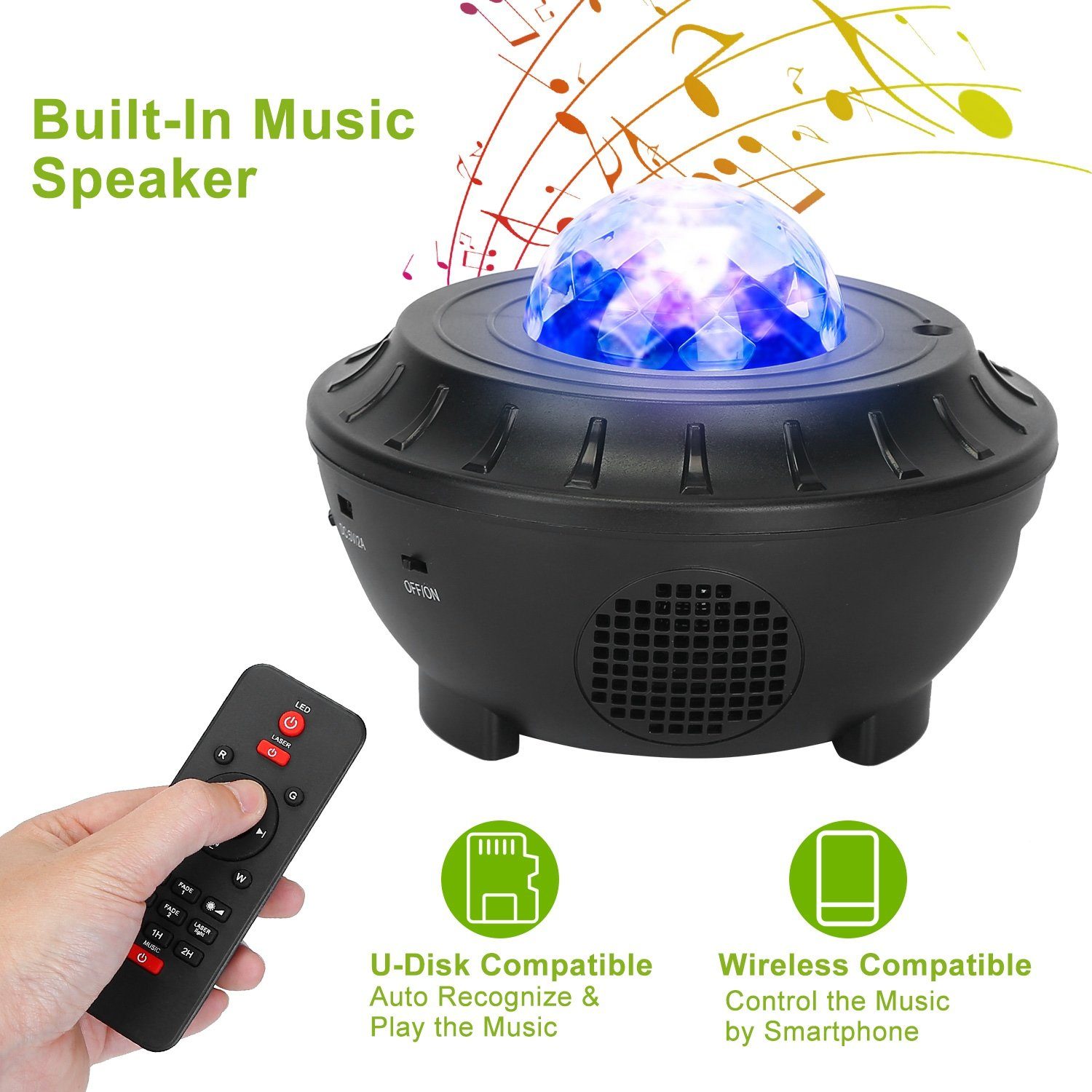 Star Projector Lamp RGBW Wireless Music Speaker Night Light Indoor Lighting refund_fee:1800 Warranty