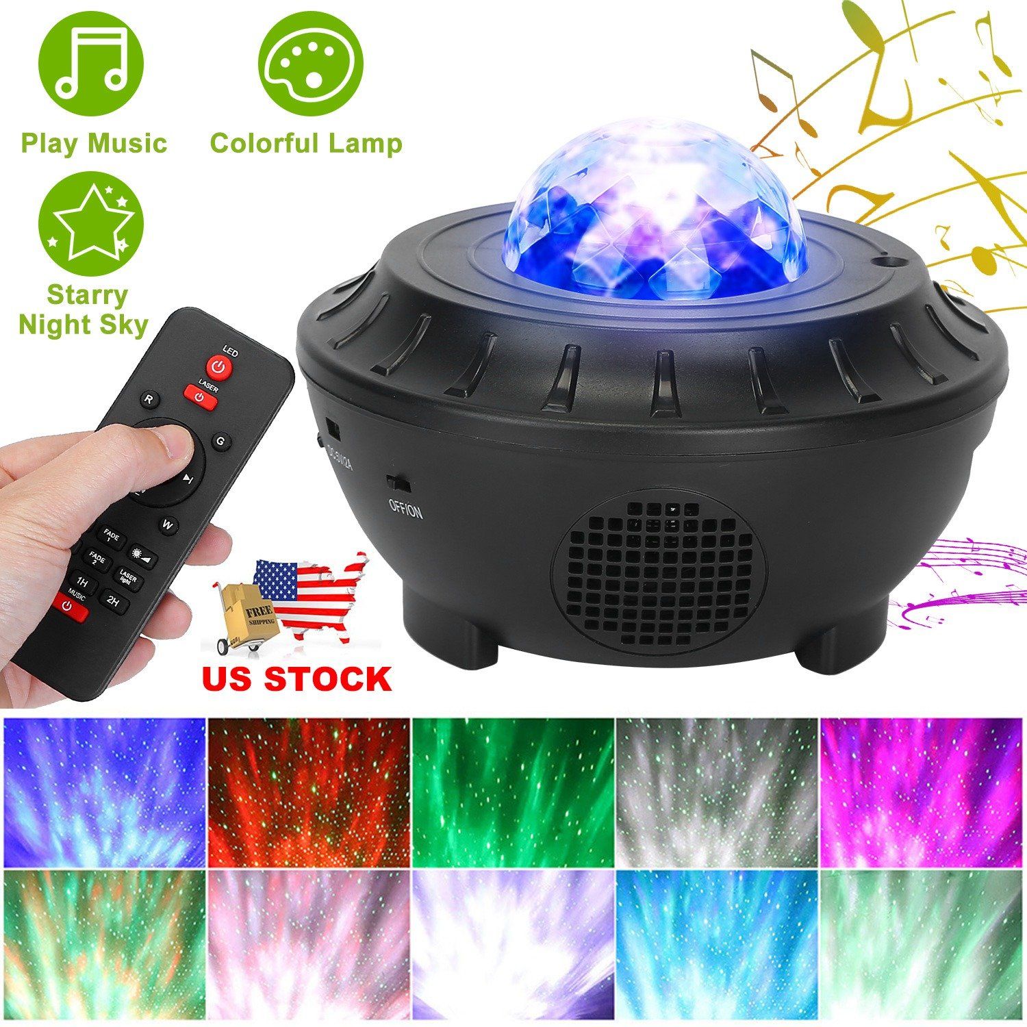 Star Projector Lamp RGBW Wireless Music Speaker Night Light Indoor Lighting refund_fee:1800 Warranty