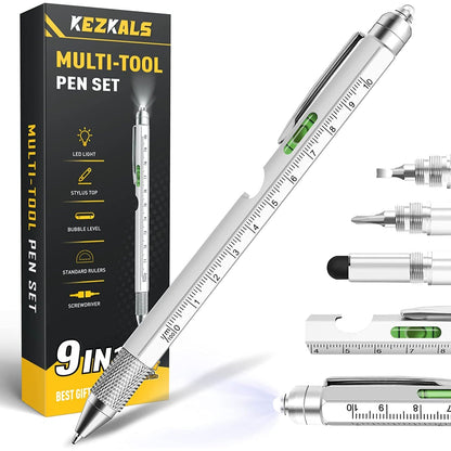 Stocking Stuffers for Men 9-in-1 Multitool Pen Silver __stock:200 Home Improvement refund_fee:800 Warranty