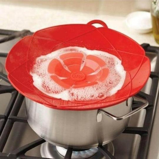 Flower Silicone Lid Spill Stopper Red (red flower) kitchen Kitchen & Dining