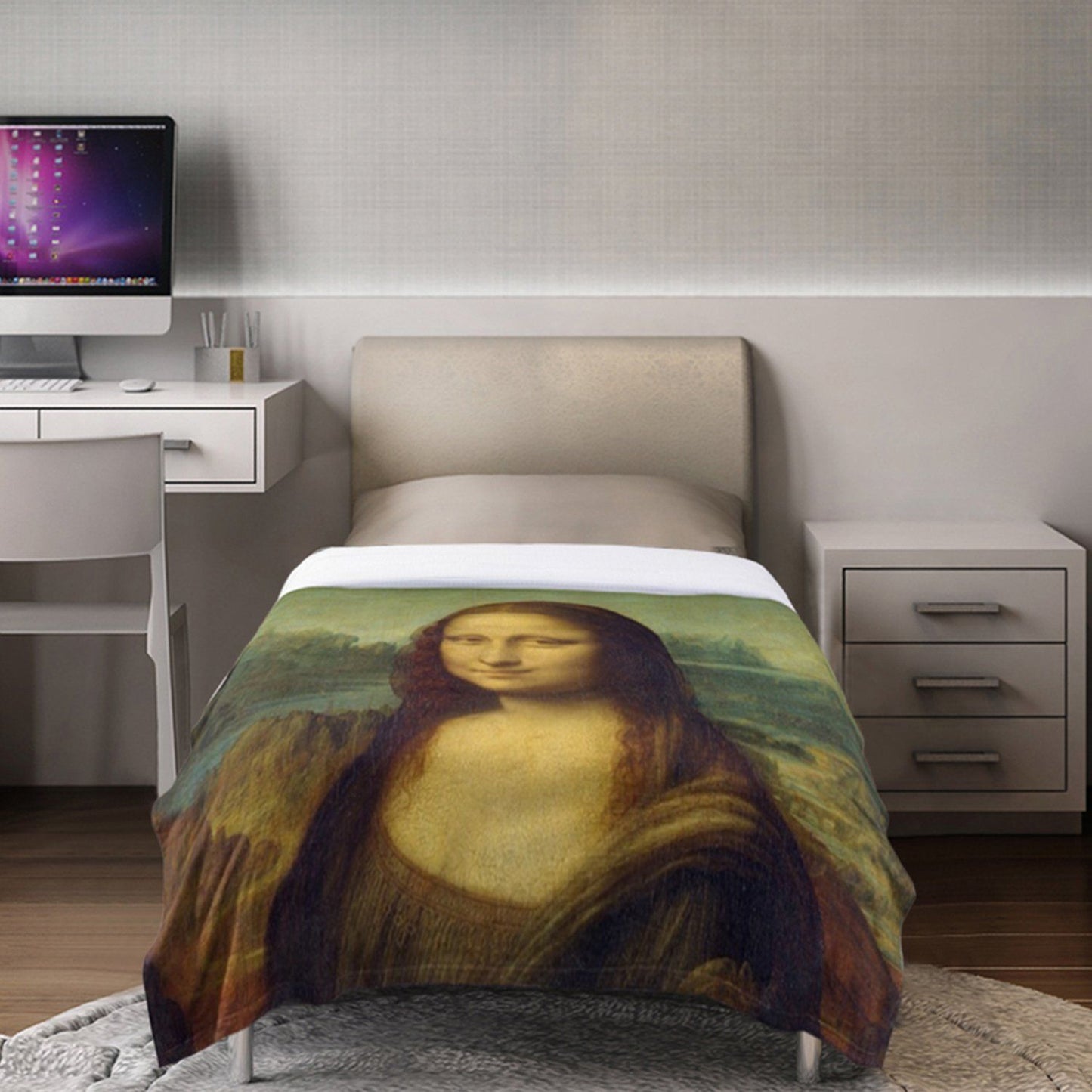 Super Soft Cozy Luxurious Famous Art Paintings Throw Blankets Mona Lisa __label2:BOGO 30% OFF __stock:100 Bedding refund_fee:1200