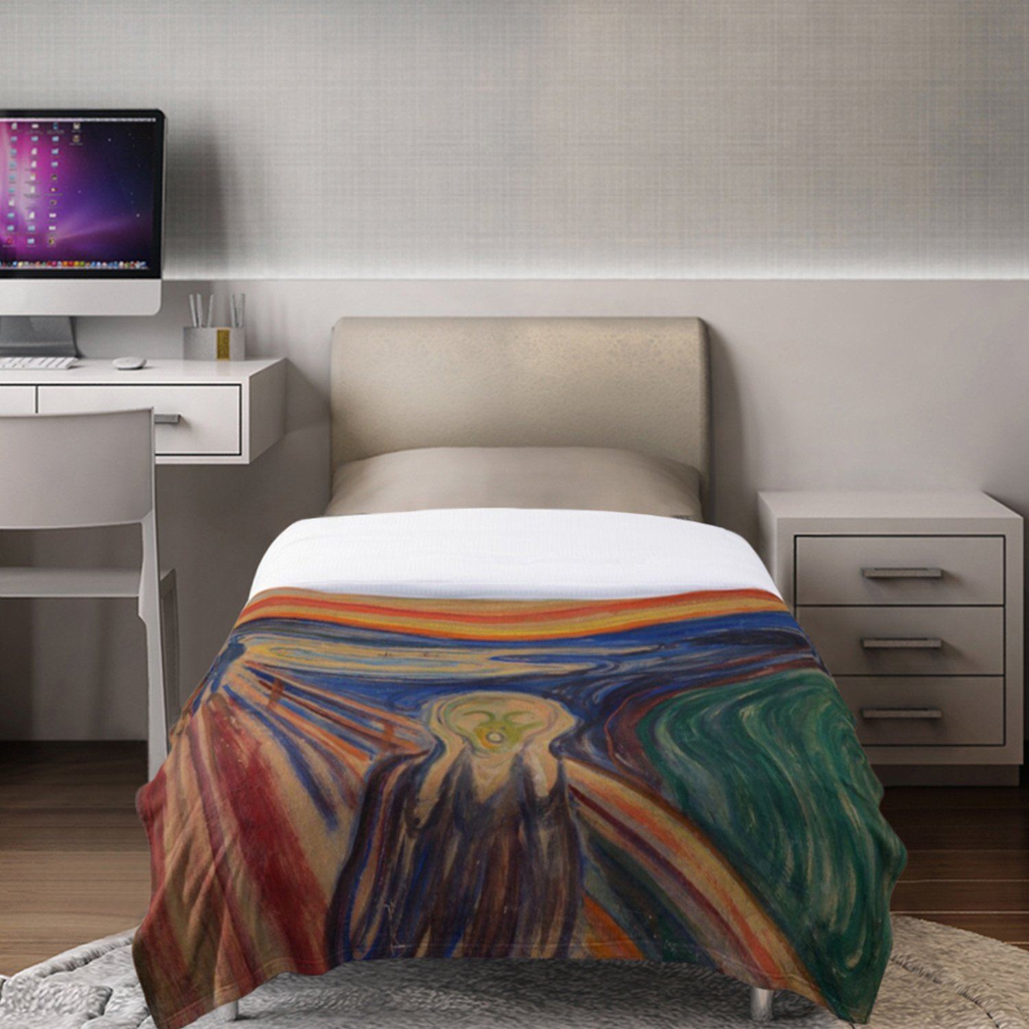 Super Soft Cozy Luxurious Famous Art Paintings Throw Blankets Scream __label2:BOGO 30% OFF __stock:100 Bedding refund_fee:1200