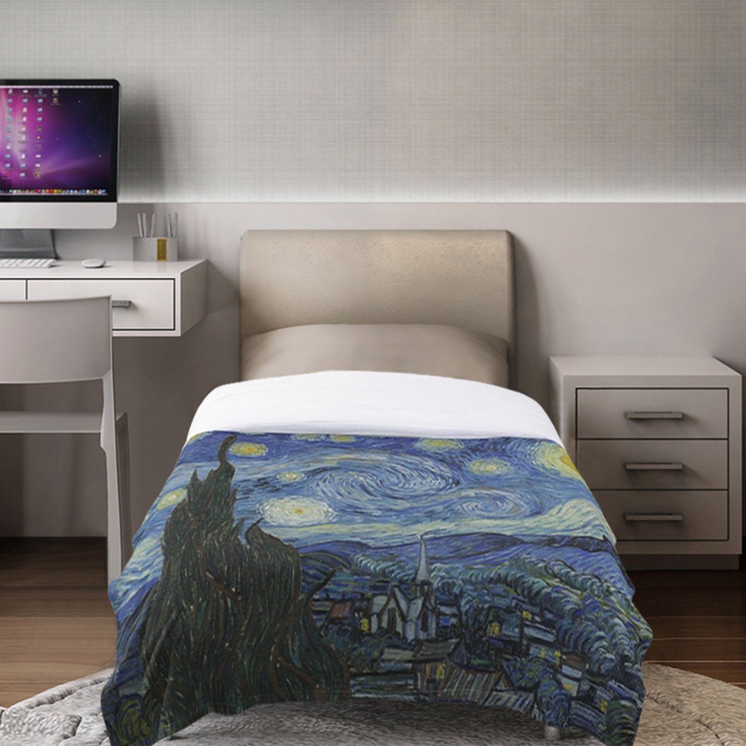 Super Soft Cozy Luxurious Famous Art Paintings Throw Blankets Starry Night __label2:BOGO 30% OFF __stock:100 Bedding refund_fee:1200