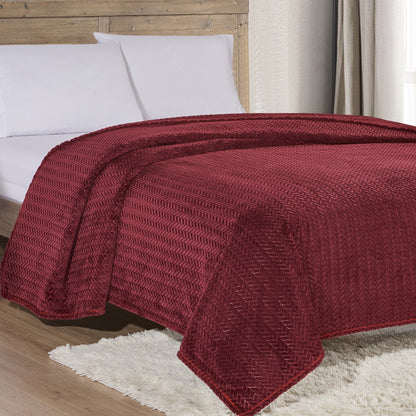 Superior Braided Chevron Bed Cover Burgundy __label2:BOGO 30% OFF Bedding refund_fee:1200