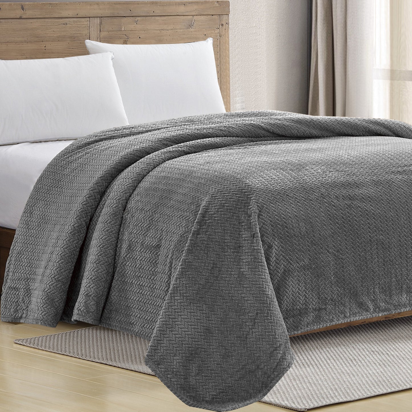 Superior Braided Chevron Bed Cover Gray __label2:BOGO 30% OFF Bedding refund_fee:1200