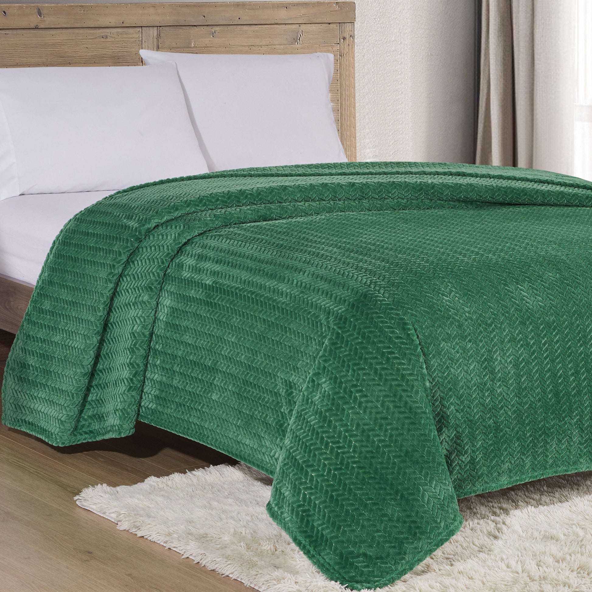 Superior Braided Chevron Bed Cover Green __label2:BOGO 30% OFF Bedding refund_fee:1200