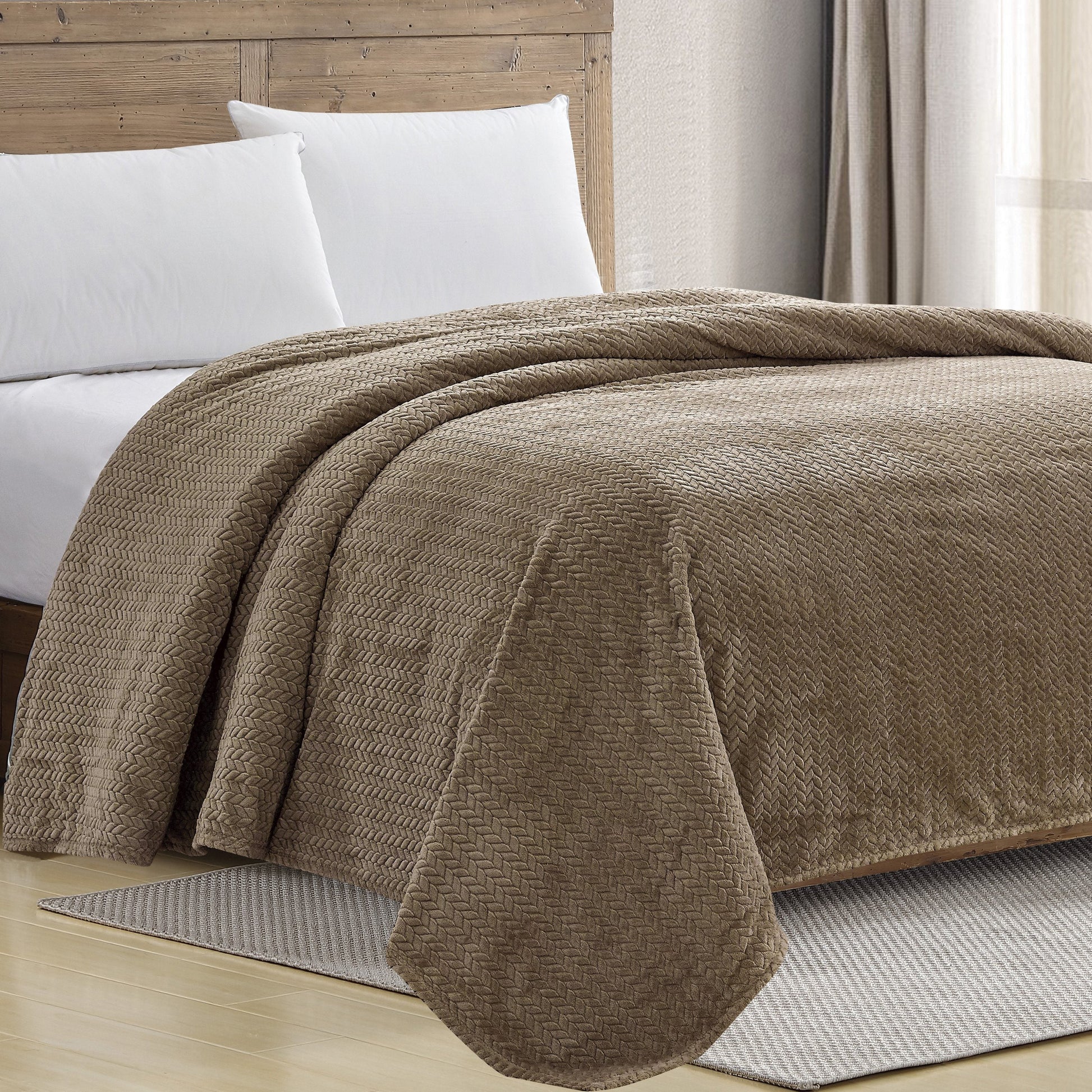 Superior Braided Chevron Bed Cover Mocha __label2:BOGO 30% OFF Bedding refund_fee:1200