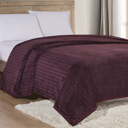 Superior Braided Chevron Bed Cover Plum __label2:BOGO 30% OFF Bedding refund_fee:1200