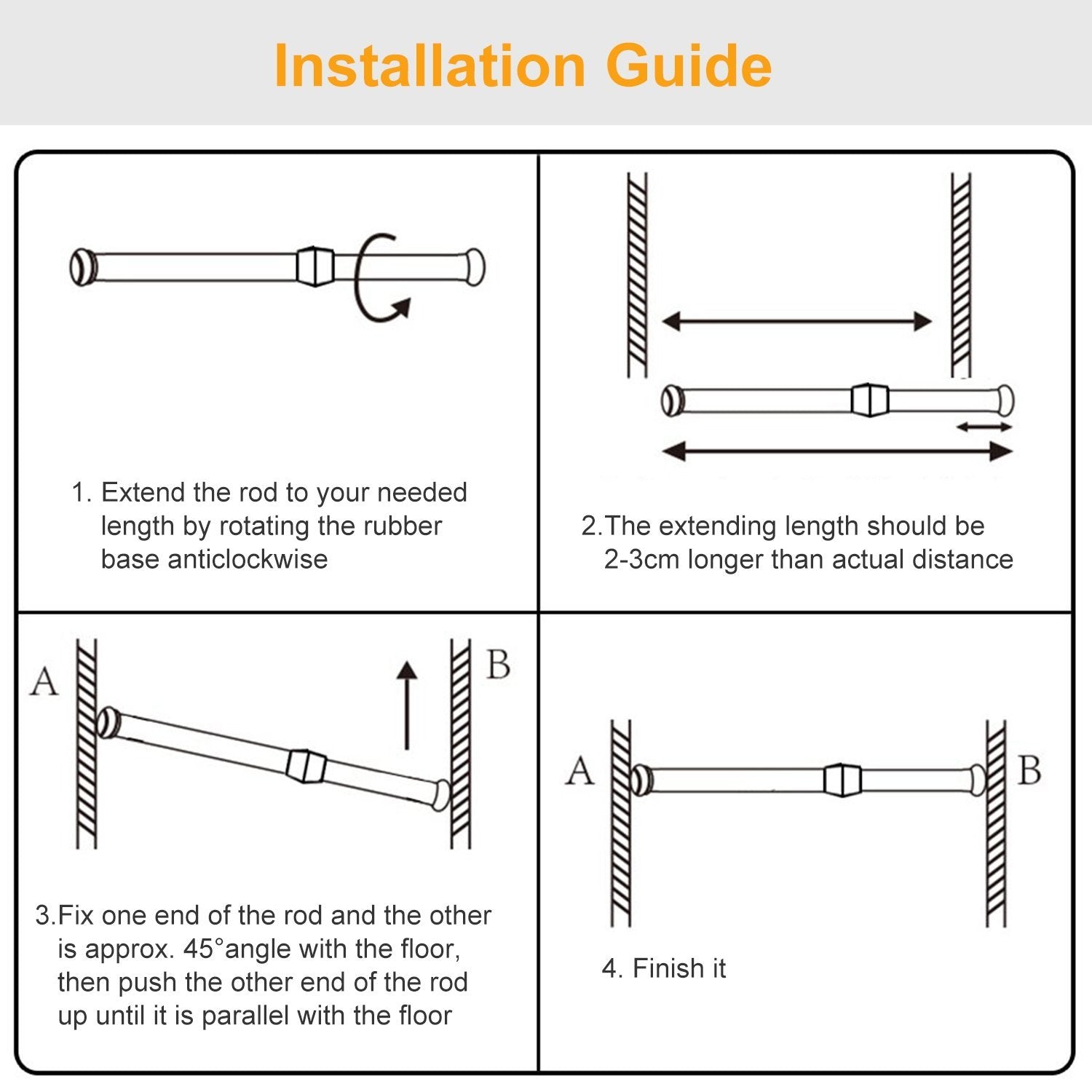 Tension Curtain Rod Spring Load Adjustable Curtain Pole __stock:50 Furniture and Décor refund_fee:800