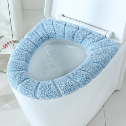 Toilet Seat Soft Thick Washable Cover Pad Protector Blue __stock:50 Bath PriceCheck refund_fee:800