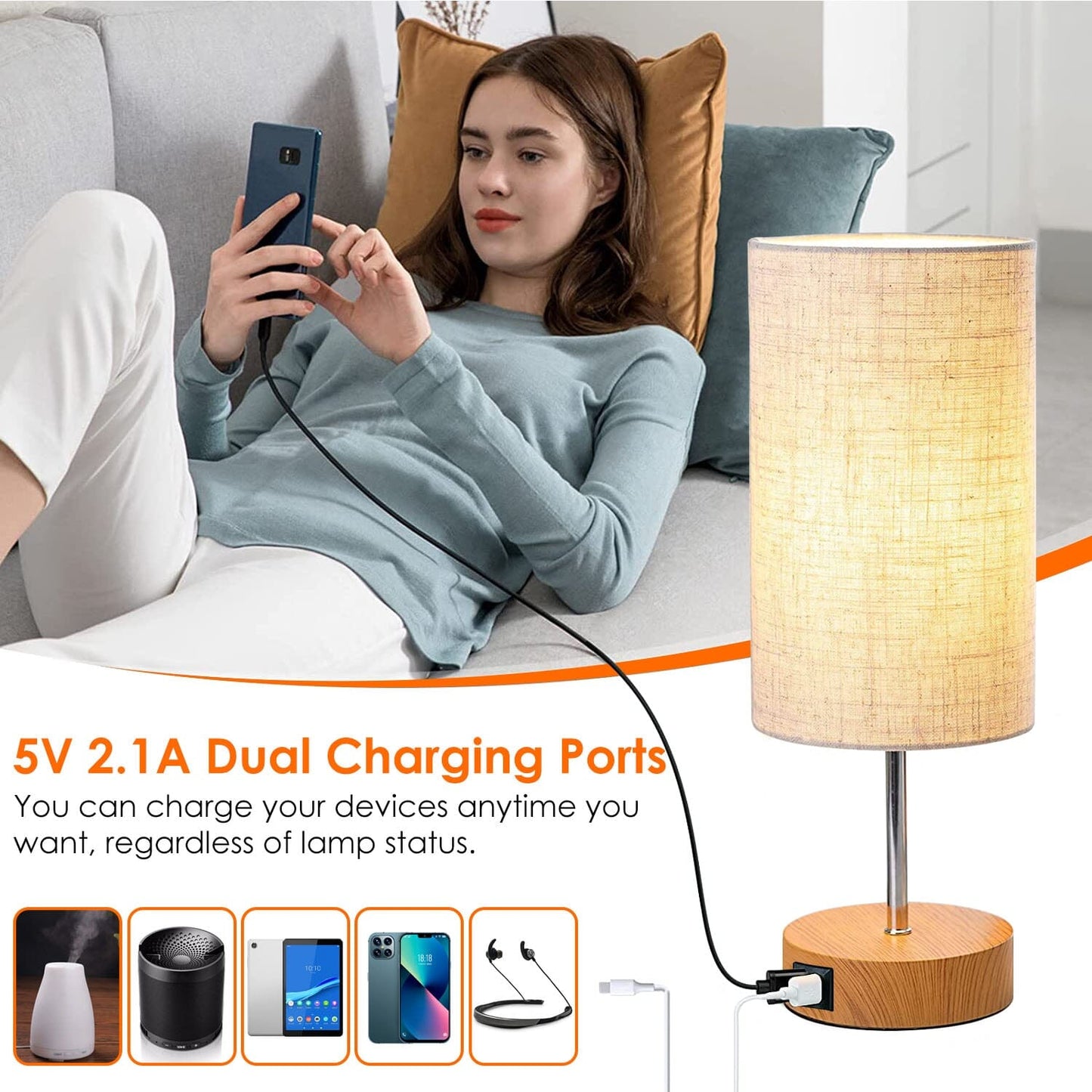 Touch Control Table Lamp 3-Way Dimmable Nightstand Beside Lamp __stock:50 Indoor Lighting refund_fee:1800 Warranty