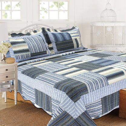 Tradition Premium Printed Reversible Quilt Sets - Assorted Styles Blue __label2:BOGO 30% OFF __stock:150 Bedding refund_fee:1200