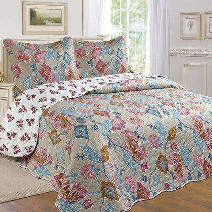 Tradition Premium Printed Reversible Quilt Sets - Assorted Styles Floral __label2:BOGO 30% OFF __stock:150 Bedding refund_fee:1200