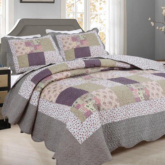 Tradition Premium Printed Reversible Quilt Sets - Assorted Styles Gray Patchwork __label2:BOGO 30% OFF __stock:150 Bedding refund_fee:1200