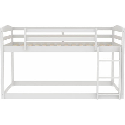 Twin Over Twin Floor Bunk Bed with Ladder __stock:200 Furniture and Décor refund_fee:3800