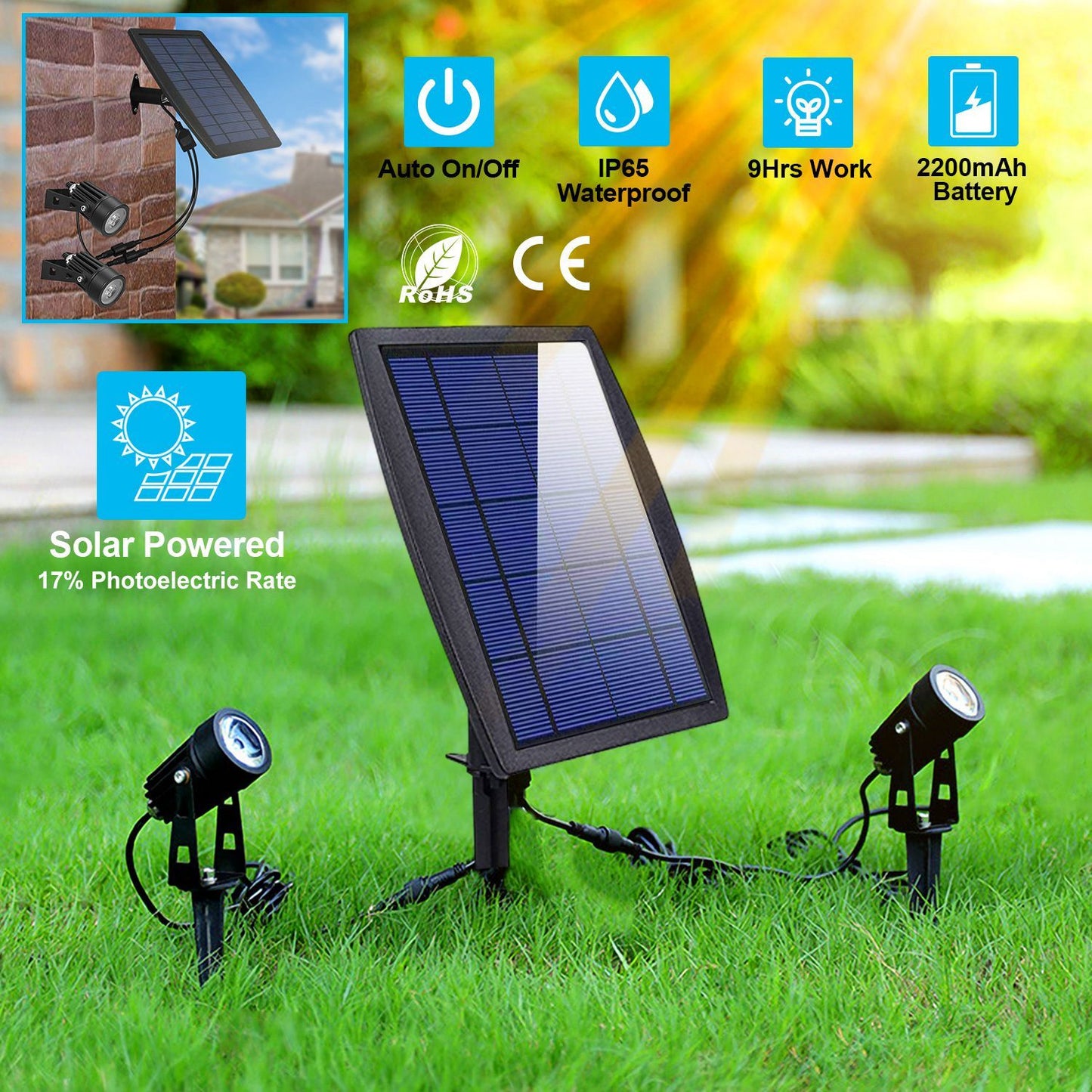 Twin Solar Spotlight Outdoor Light Outdoor Lighting refund_fee:1800 Warranty