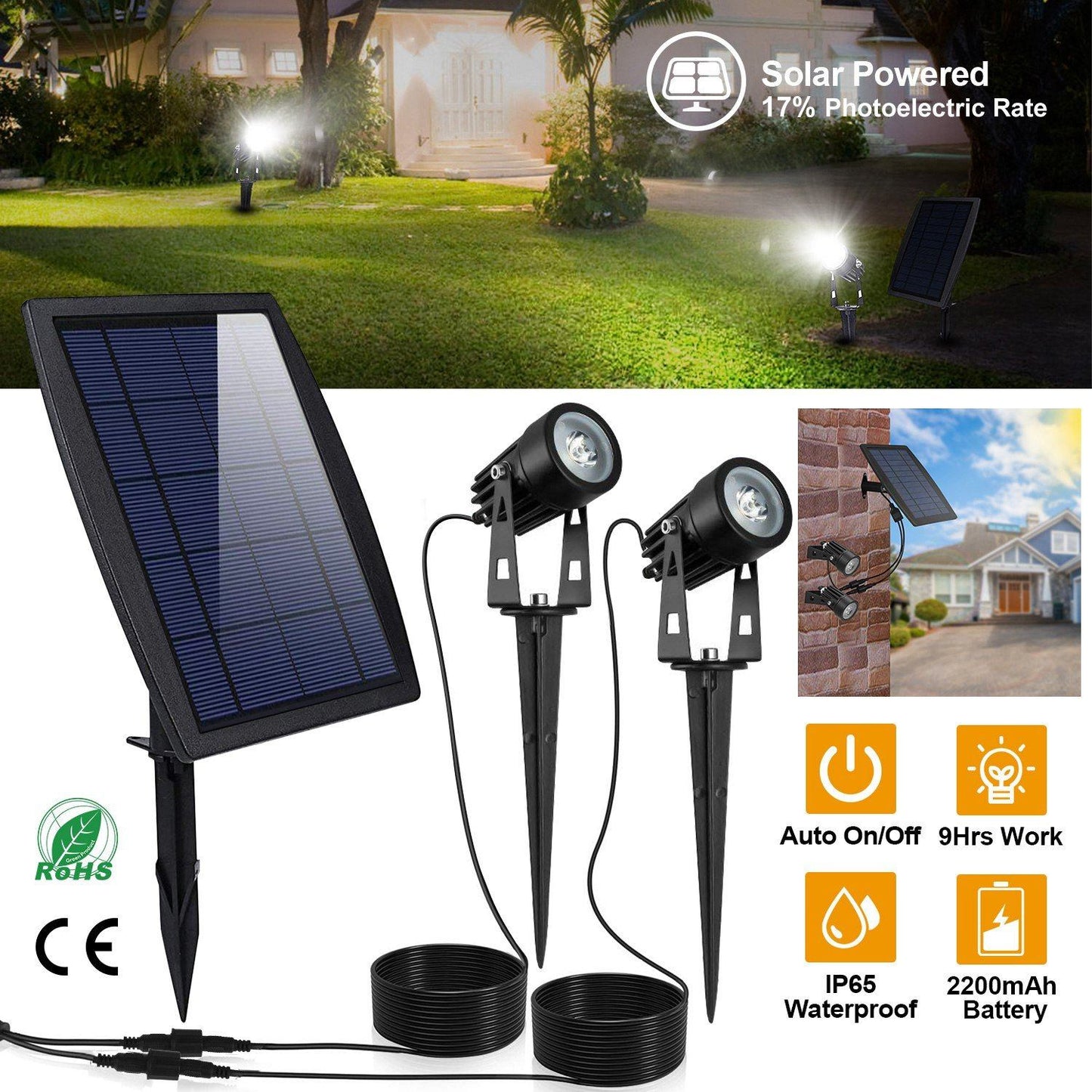 Twin Solar Spotlight Outdoor Light Outdoor Lighting refund_fee:1800 Warranty