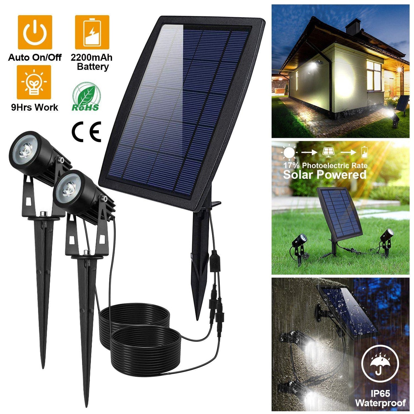 Twin Solar Spotlight Outdoor Light Outdoor Lighting refund_fee:1800 Warranty