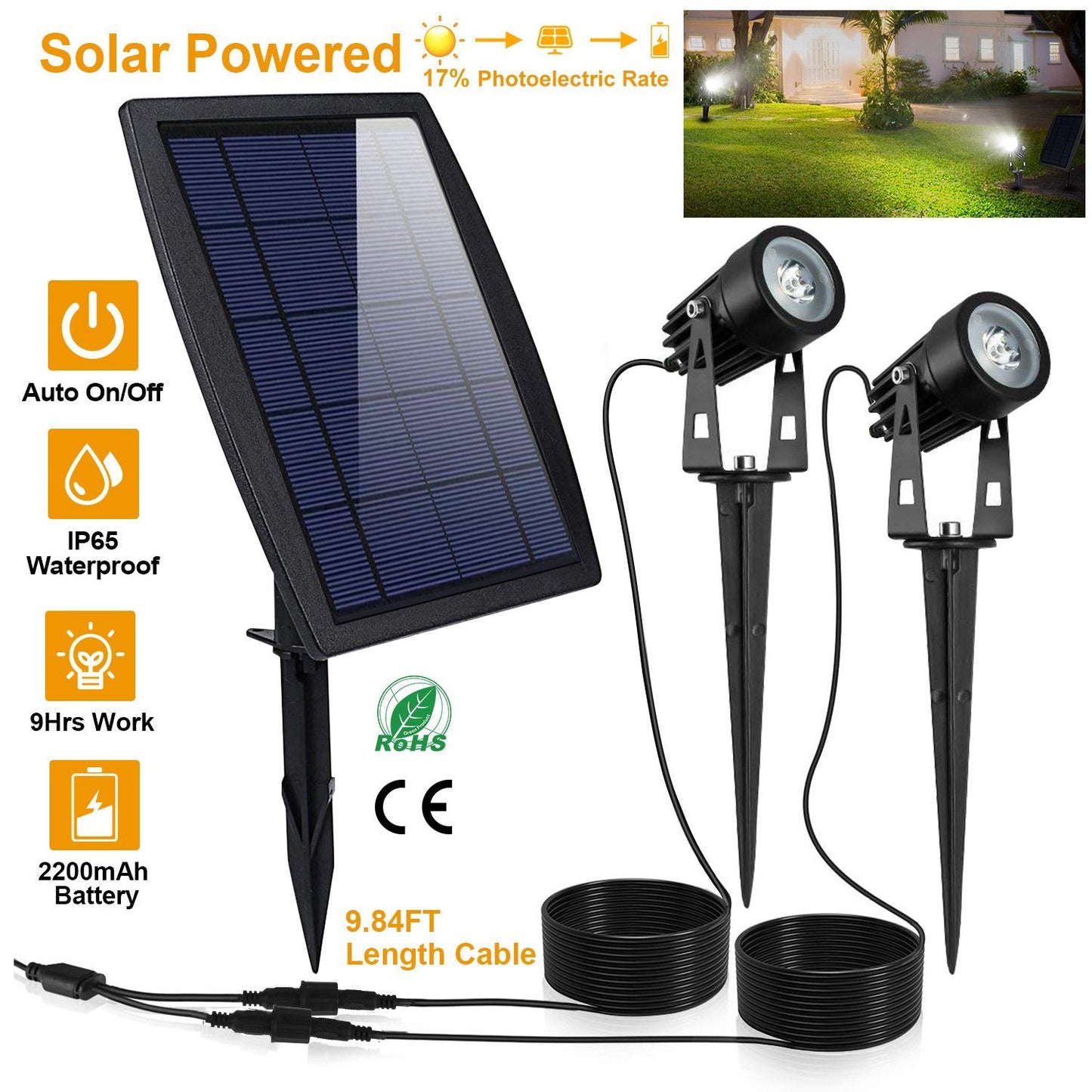 Twin Solar Spotlight Outdoor Light Outdoor Lighting refund_fee:1800 Warranty