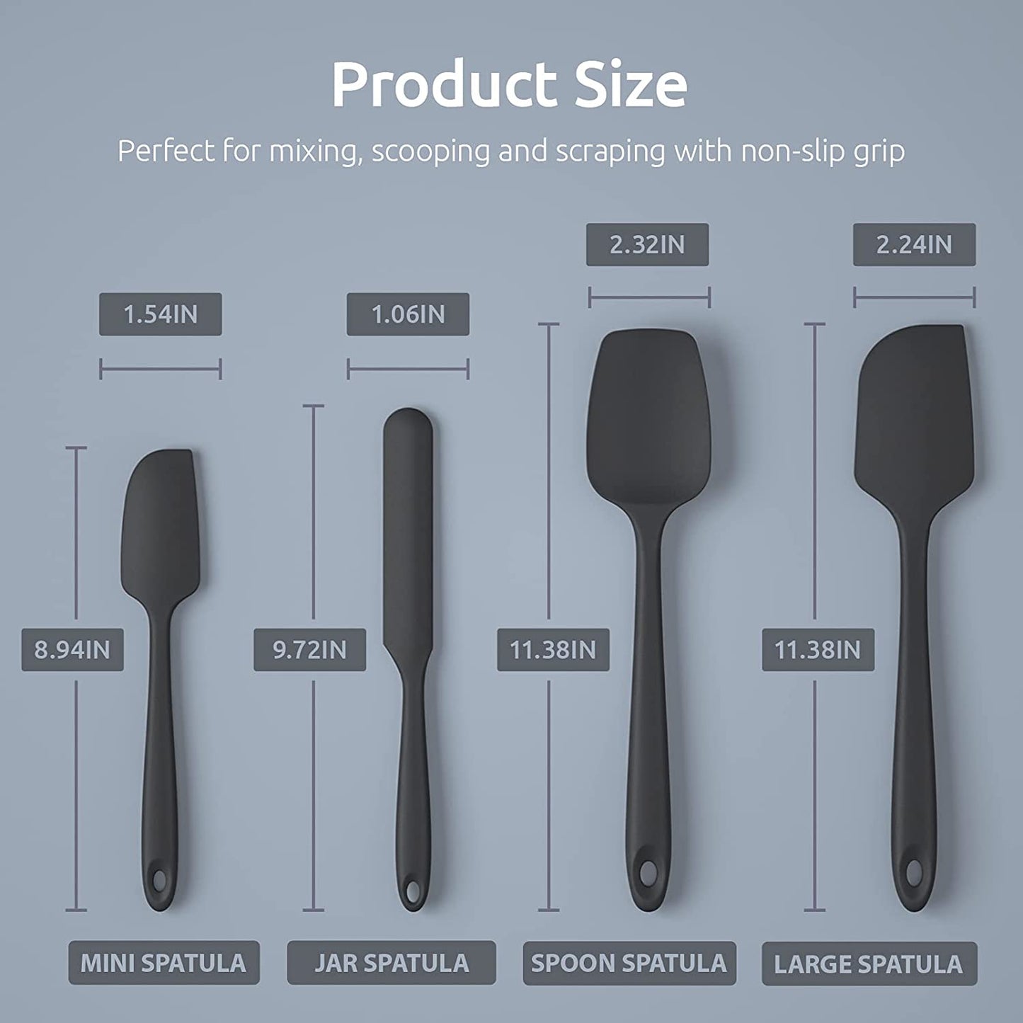 U-Taste Silicone Spatula Set with 480 Degrees Fahrenheit Heat Resistant __stock:500 Kitchen & Dining refund_fee:800