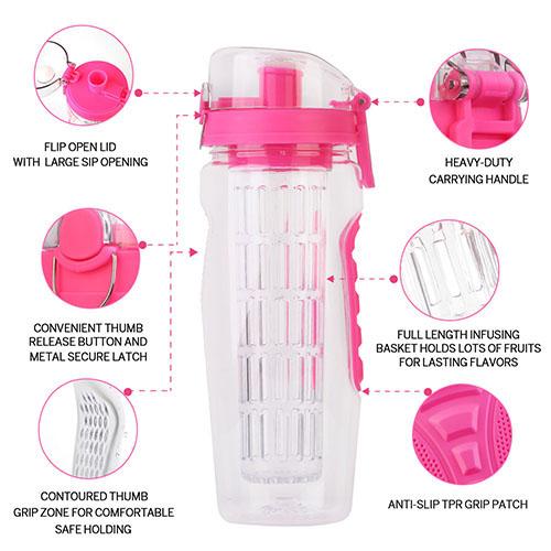 Ultra Portable Fruit Infusing Water Bottle 32oz __stock:50 Kitchen & Dining refund_fee:800