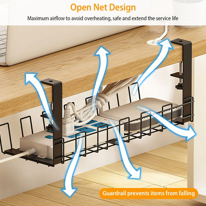 Under Desk Cable Management Tray 15.2in No Drill Desk Cable Cord Organizer __stock:50 Closet & Storage Low stock refund_fee:1200