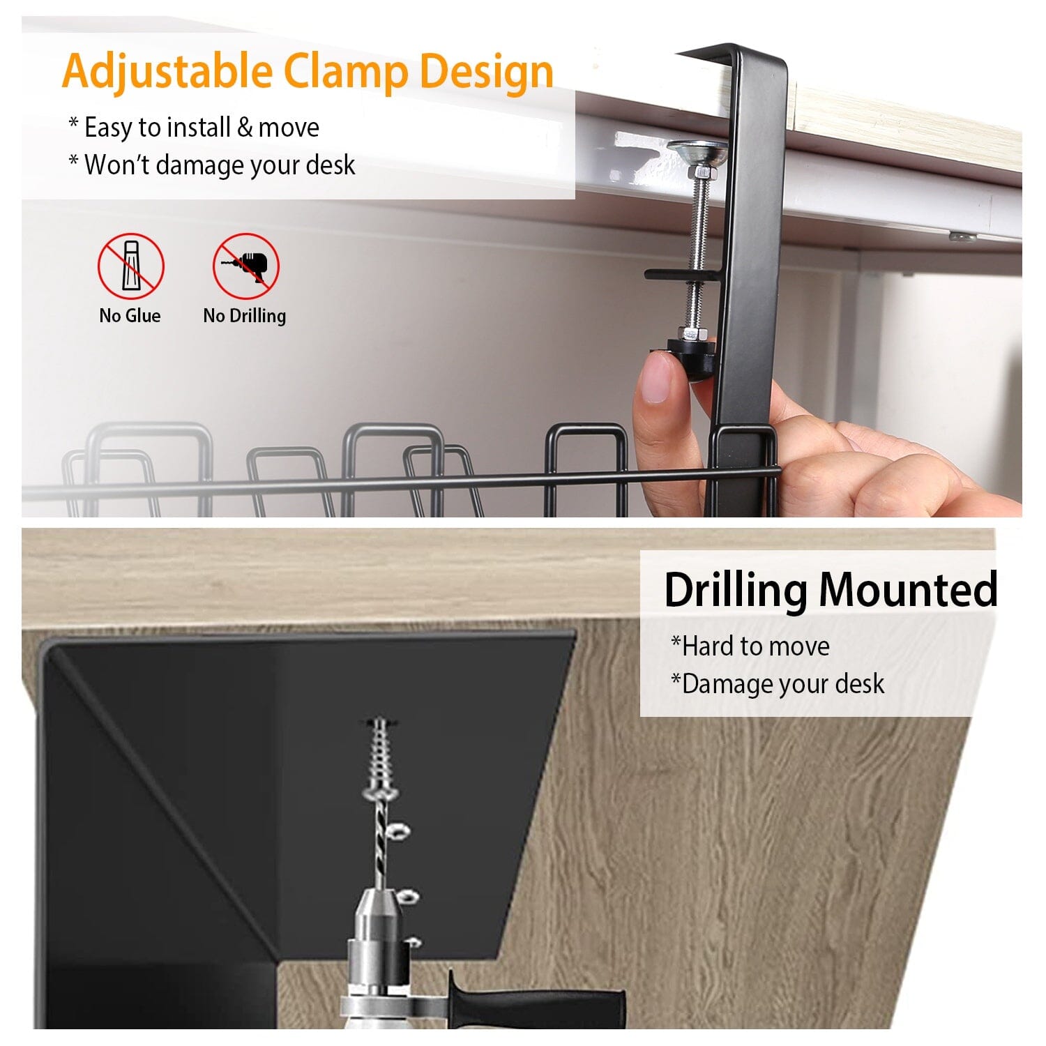 Under Desk Cable Management Tray 15.2in No Drill Desk Cable Cord Organizer __stock:50 Closet & Storage Low stock refund_fee:1200