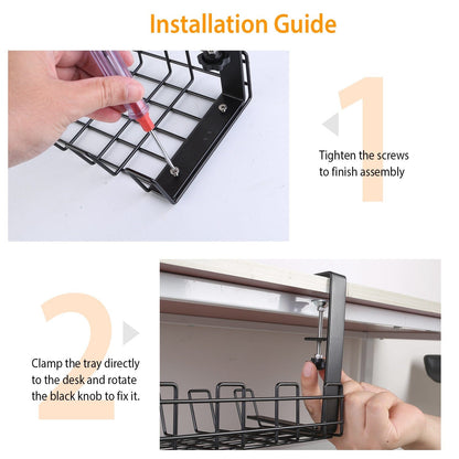 Under Desk Cable Management Tray 15.2in No Drill Desk Cable Cord Organizer __stock:50 Closet & Storage Low stock refund_fee:1200