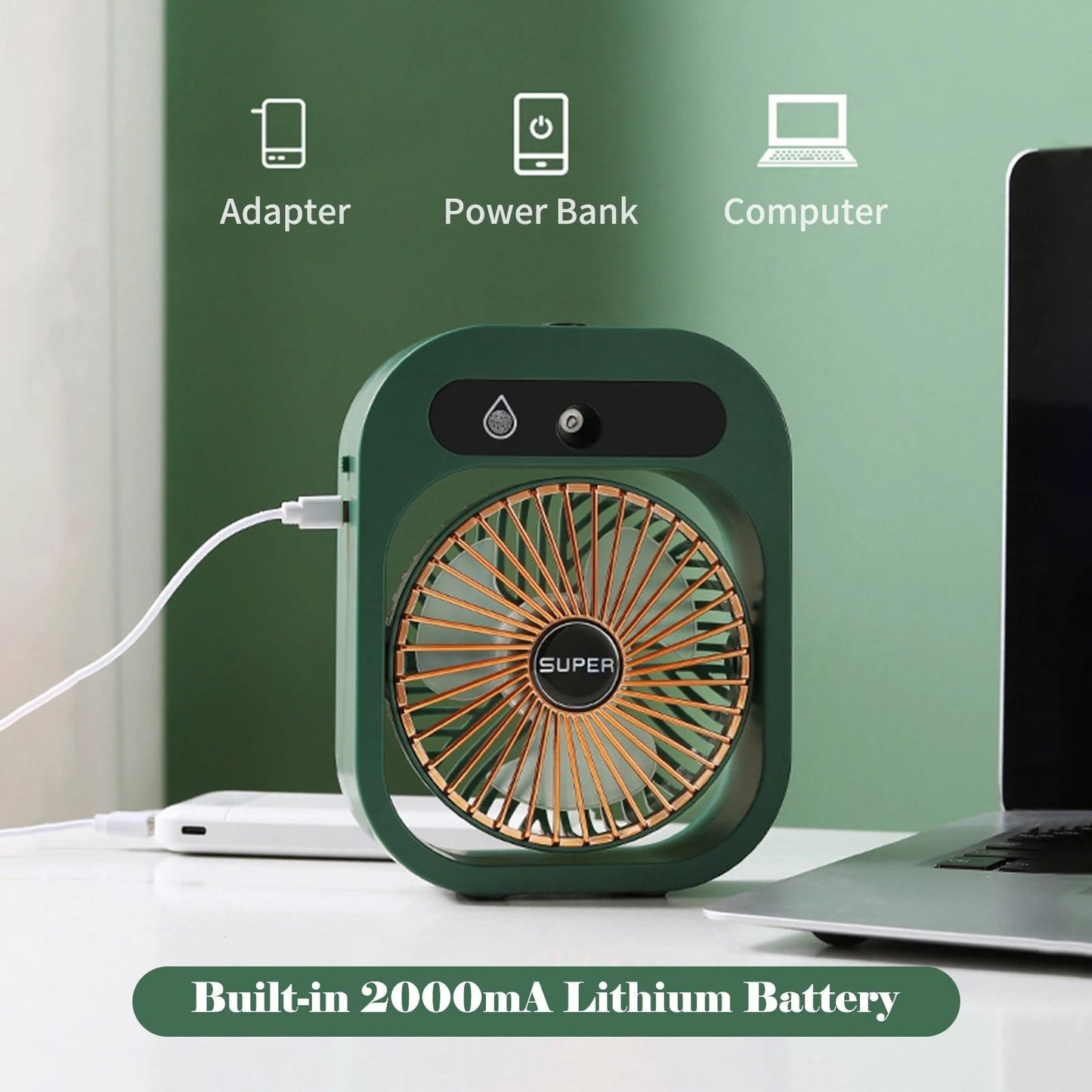 USB Rechargeable Desktop Spray Fan __stock:200 Household Appliances refund_fee:1200 Warranty