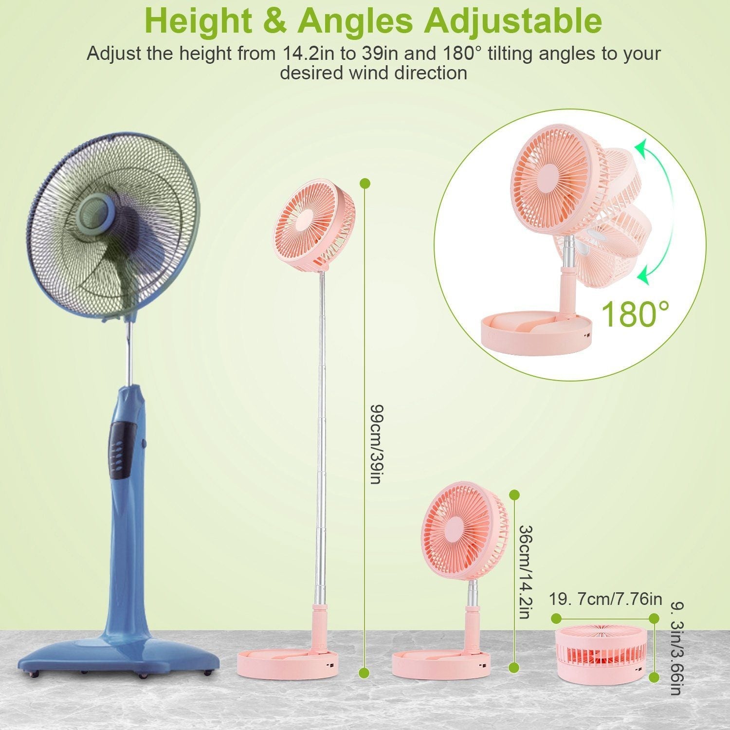 USB Rechargeable Portable Folding Desk Table Fan Household Appliances refund_fee:1800 show-color-swatches Warranty