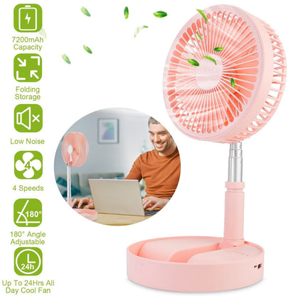 USB Rechargeable Portable Folding Desk Table Fan Household Appliances refund_fee:1800 show-color-swatches Warranty