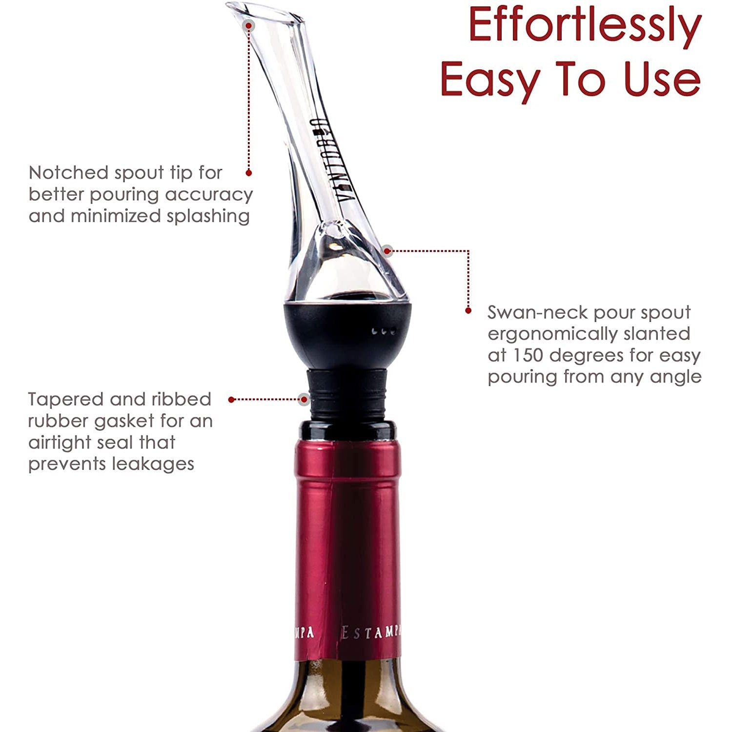 Vintorio Wine Aerator Pourer - Premium Aerating Pourer and Decanter Spout __stock:200 Kitchen & Dining refund_fee:800