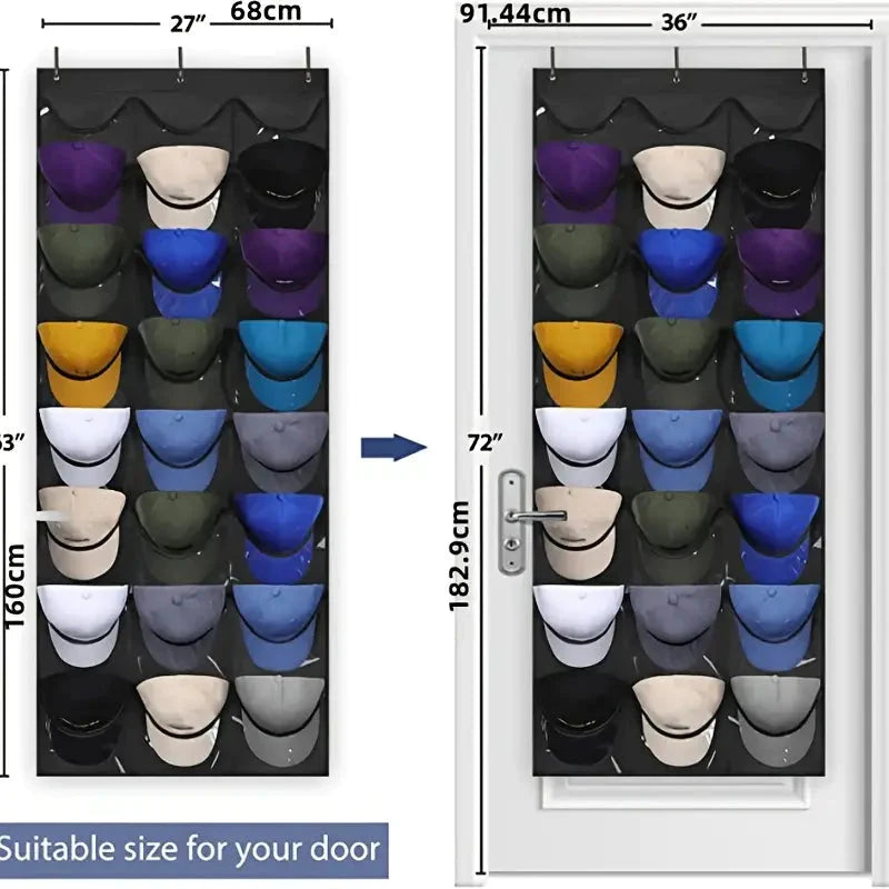 Visible Baseball Hat Rack for Wall Door with 3 Hooks 24 Deep Pockets __stock:200 Closet & Storage refund_fee:1200