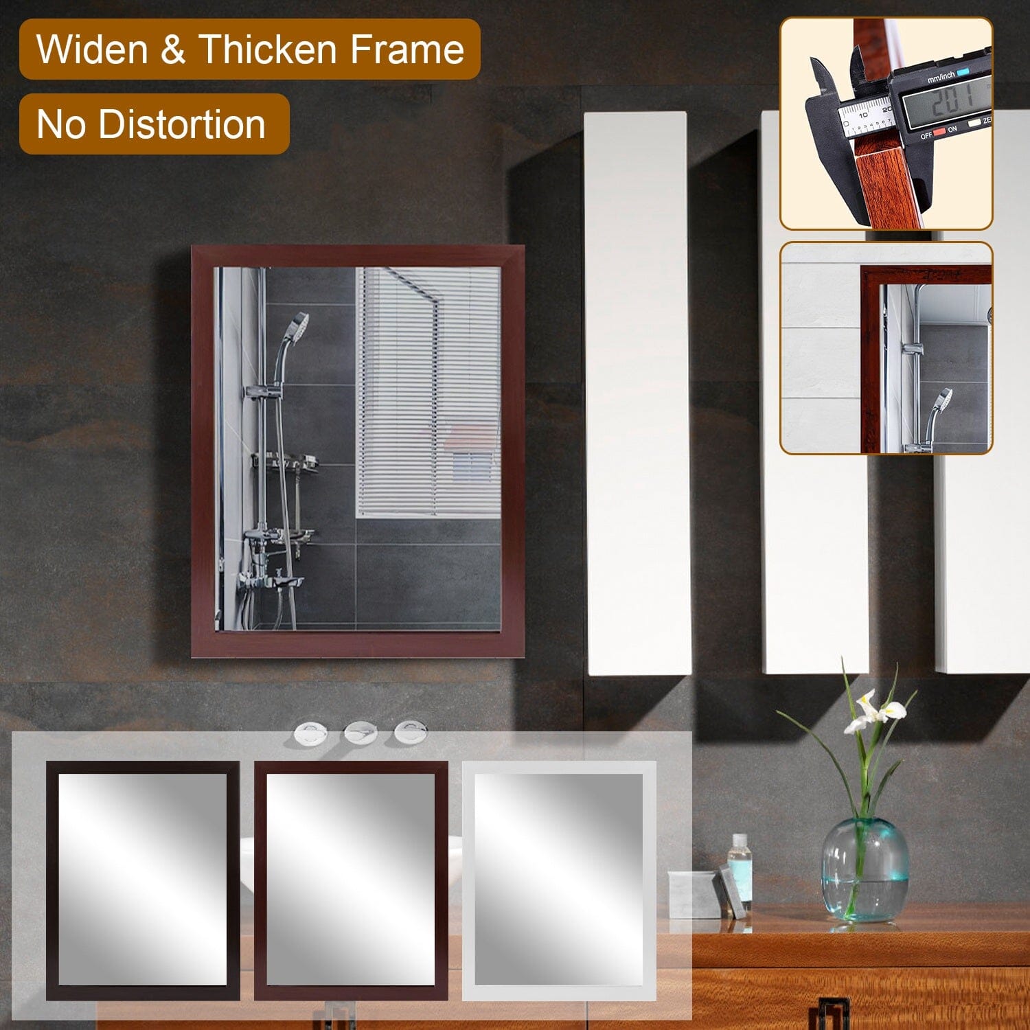 Wall Mount Mirror Wood-Like Frame Rectangle Modern Hanging Mirror __stock:50 Furniture and Décor refund_fee:1200