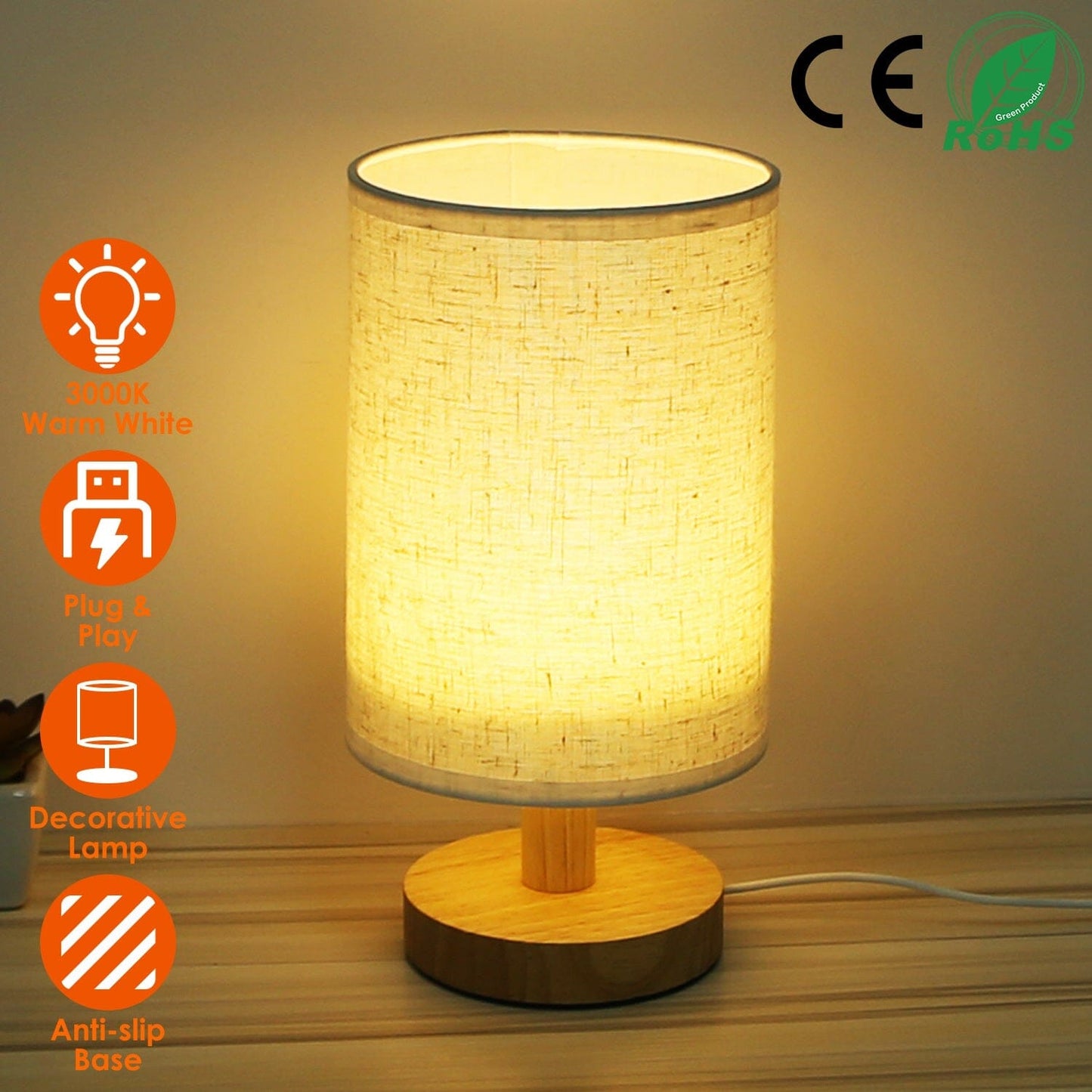 Warm White Nightstand Lamp USB Plug Modern Lantern __stock:50 Indoor Lighting refund_fee:1200 Warranty