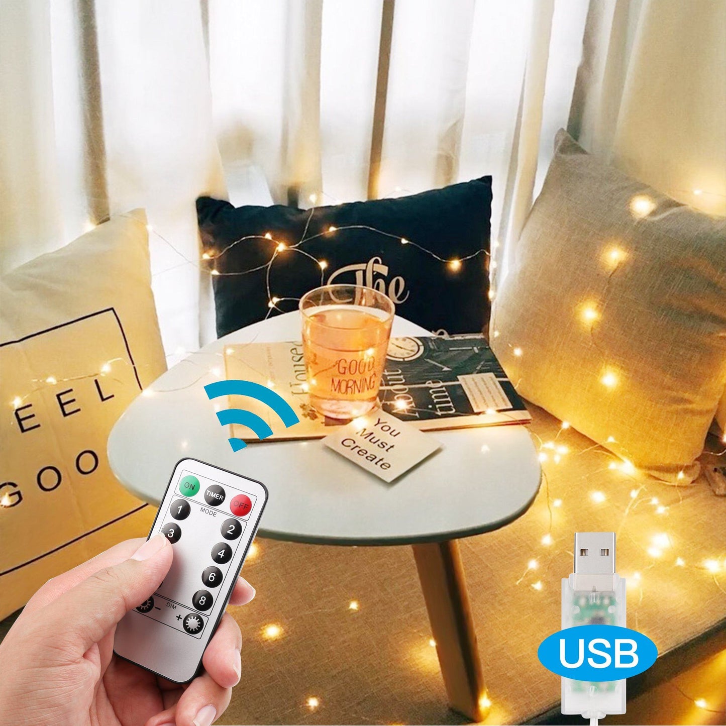 Warm White USB Remote Control 300LED String Lights Holiday Indoor Lighting Low stock refund_fee:800 Warranty