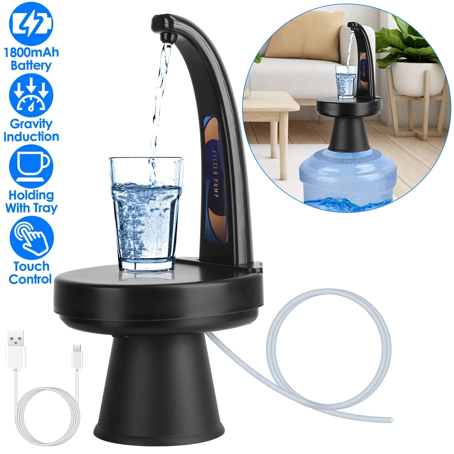 Water Bottle Dispenser USB Rechargeable Mini Water Jug for 1-5 Gallon Water Jugs __stock:50 Kitchen & Dining Low stock refund_fee:1200 Warranty