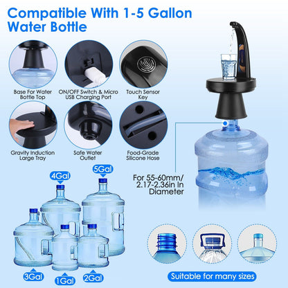 Water Bottle Dispenser USB Rechargeable Mini Water Jug for 1-5 Gallon Water Jugs __stock:50 Kitchen & Dining Low stock refund_fee:1200 Warranty